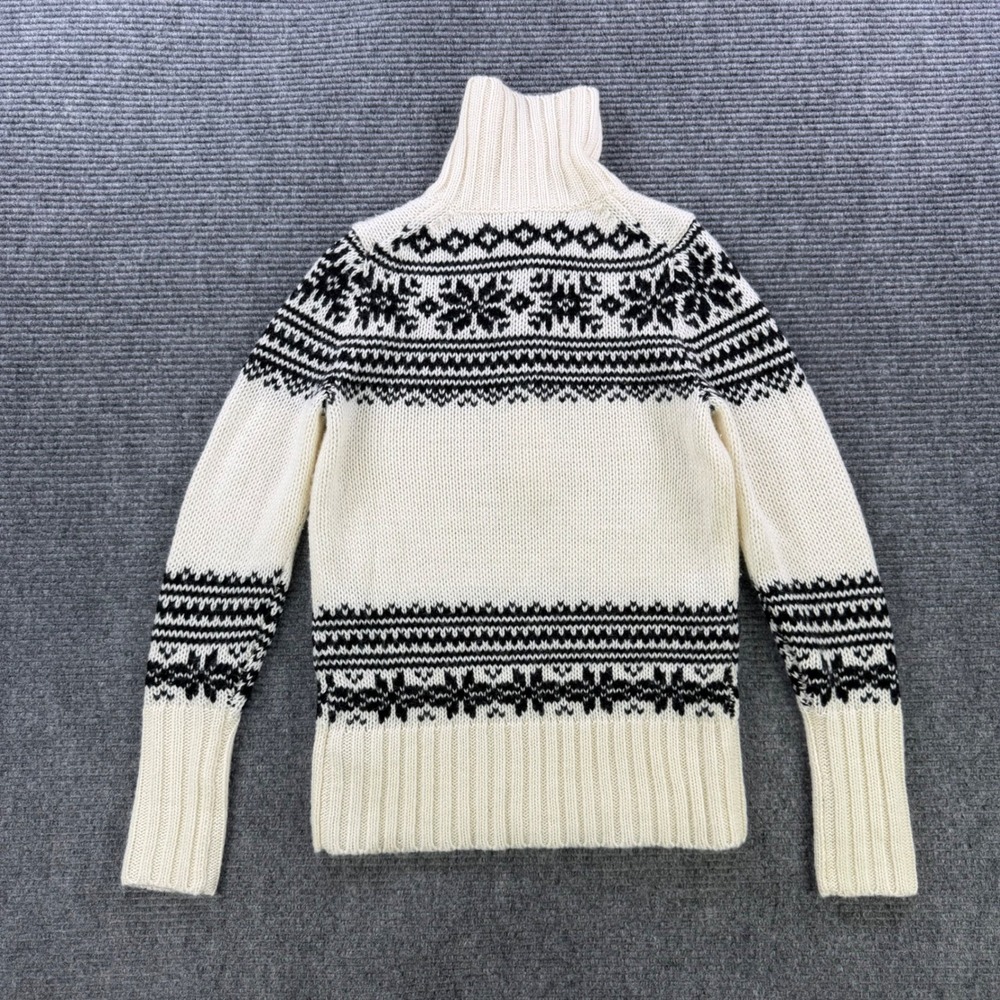 J.Crew Fair Isle Wool Mohair Blend Snap Neck Sweater Cream Black Womens Small - Picture 2 of 11